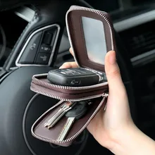 Мужские кошельки из натуральной кожи для автомобильных ключей, чехлы на цепочке, чехол для ключей на молнии, Модные Винтажные держатели для ключниц, 2 Брелока Для Ключей