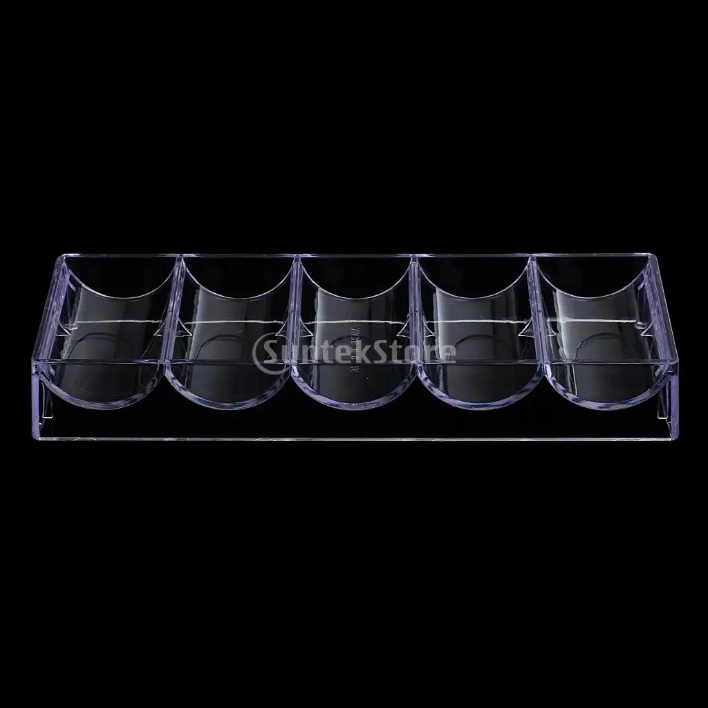 Professional Casino Game Accessory Transparent Poker Chip Tray 5 Rows/100 Chips Container Holder Storage Case