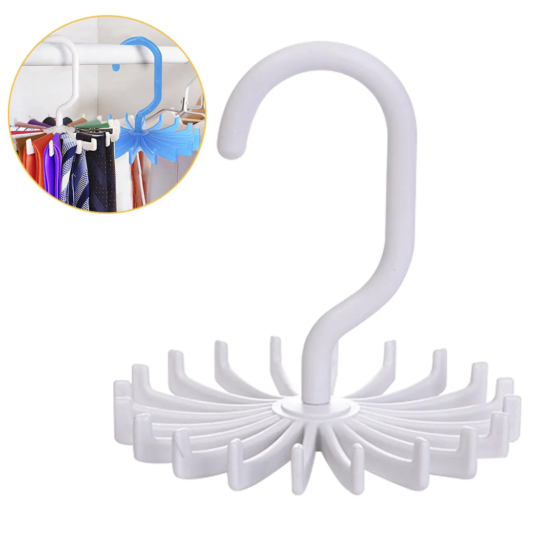 

1pc Home Adjustable Rotating Tie Belt Scarf Compact Hanger Rack Eco-Friendly Holder Organiser Hooks