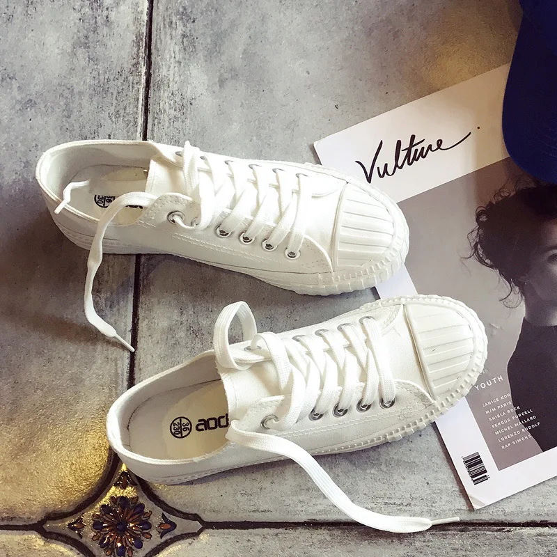 

White Black Canvas Shoes Platform Sneakers Breatahble New 2018 Fashion Women's Sneakers Women Casual Shoes Trainers Espadrilles