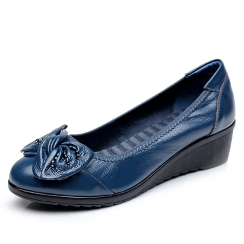 ZZPOHE/коллекция года; сезон весна-осень; тонкие туфли; тапочки для мамы; обувь из мягкой кожи; Рабочая обувь с круглым закрытым носком для пожилых людей; 40 - Цвет: blue
