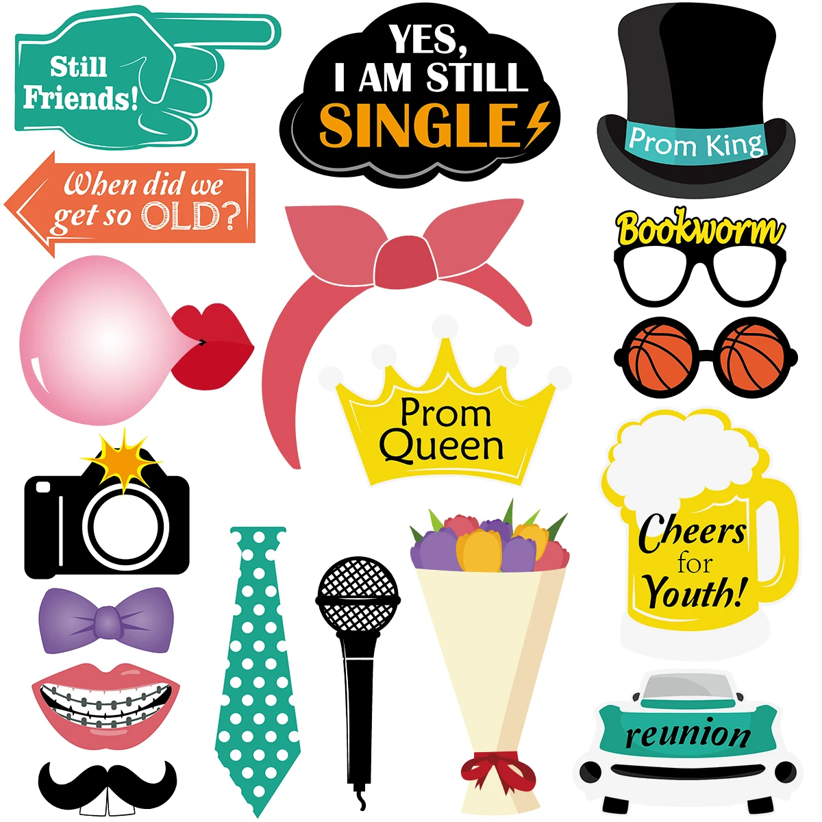 Dapatkan Gambar 18pcs Class Reunion Photo Props Supplies Set Kit Funny Photo Booth Terkeren by www.cikimm.com