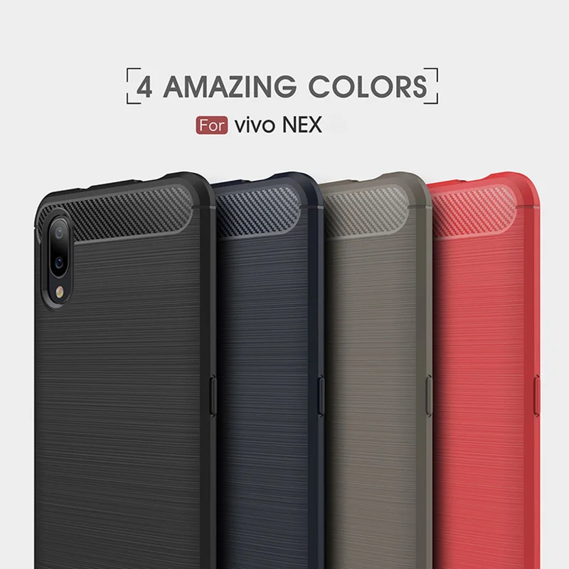 

1Pcs Luxury Mobile Phone Cases for VIVO Nex Silicone Drop Protection Gel carbon fiber Soft Shell