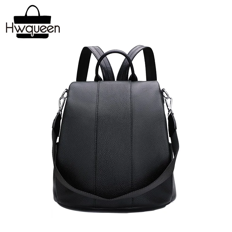

Casual Designer Lanyard Strap Woman Shoulder Bag Genuine Cow Leather School Rucksack Laptop Bag Girls Student Three-way Backpack