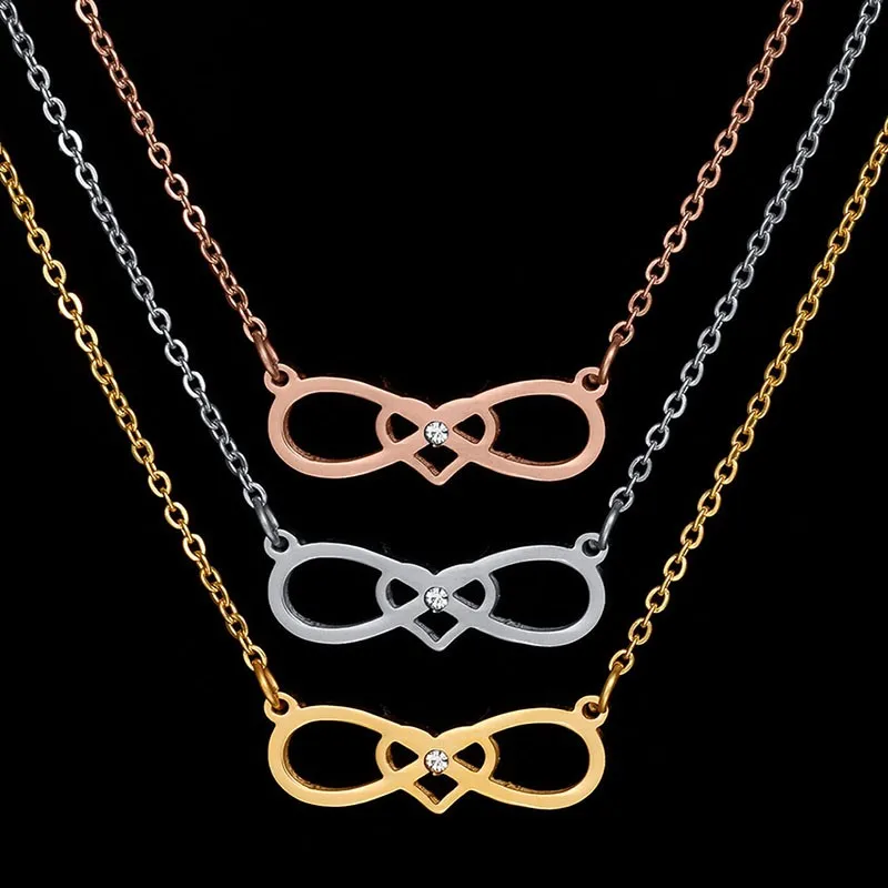 New-Fashion-Stainless-Steel-Bijoux-Amant-Infinity-Love-Necklace-CZ-Stone-Choker-Pendant-Necklace