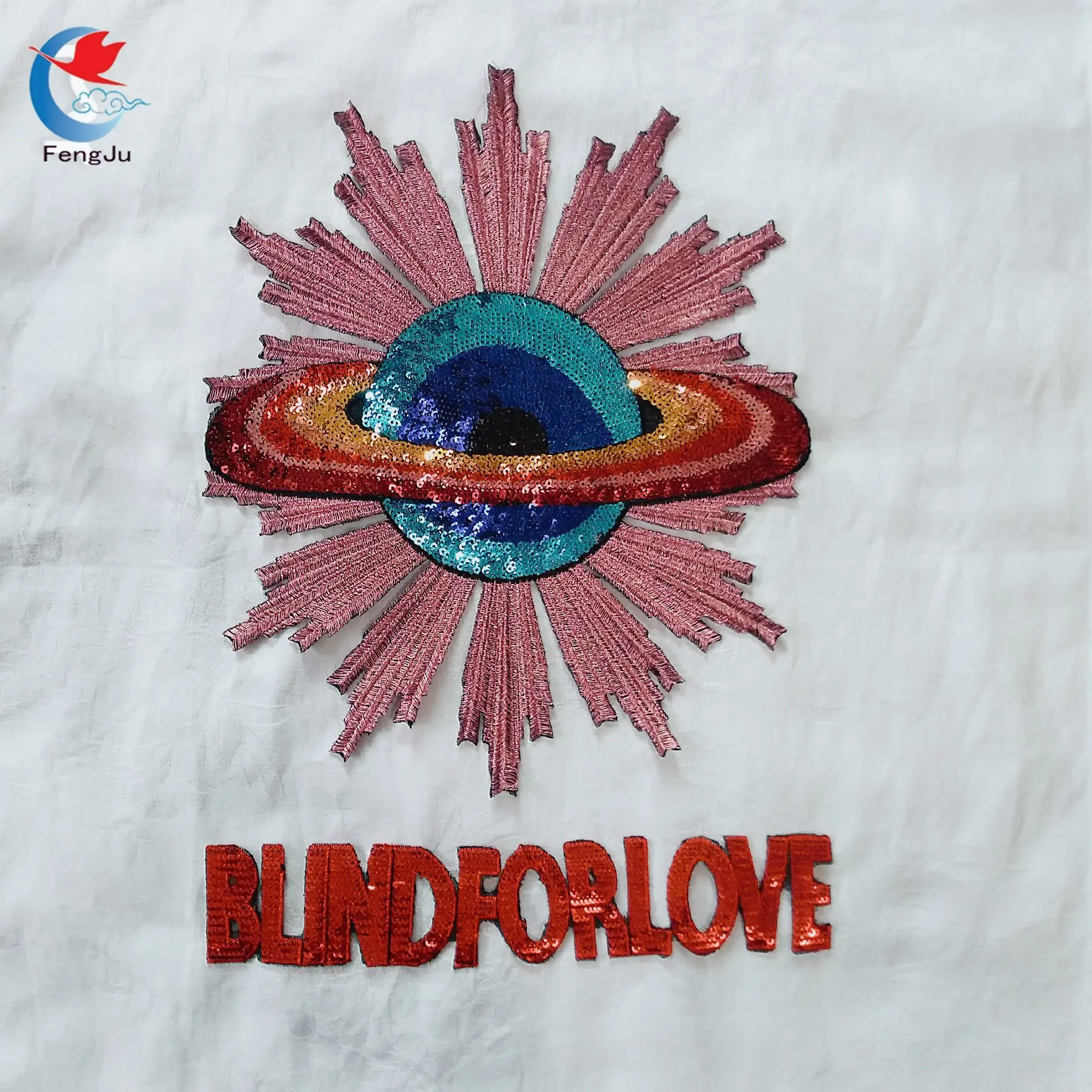

1set space with blind for love iron on Sequined patches fashion embroidery patches stickers clothes decoration accessories