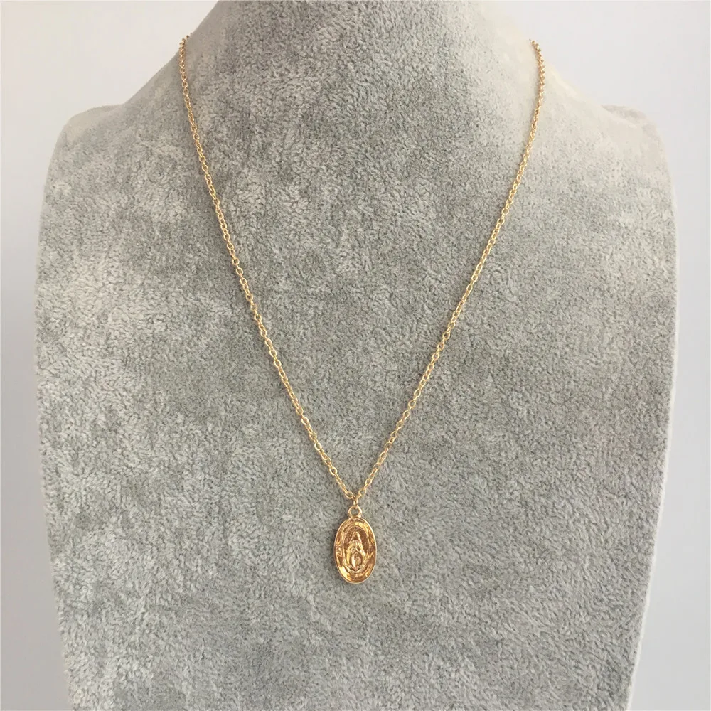 Трендовое женское ожерелье золотое покрытие медальон Крест Медальон Квадратный Кулон многослойное ожерелье для женщин девушек