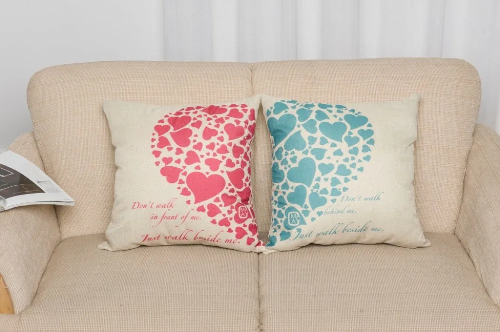 Pillowcases one pair Red blue half a heart Pillow Case Romantic