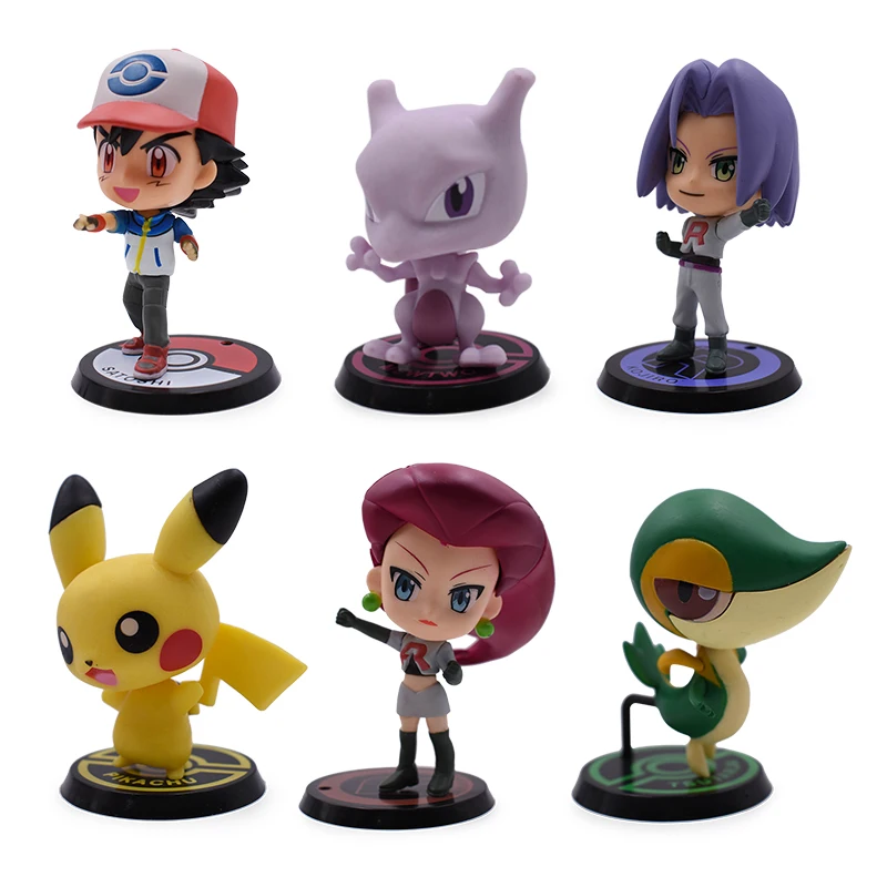 

6 pcs/set Anime Poke GO Pikachu Mewtwo Snivy PVC Action Figure Collection Model Toy Gift For Friend Kid Birthday
