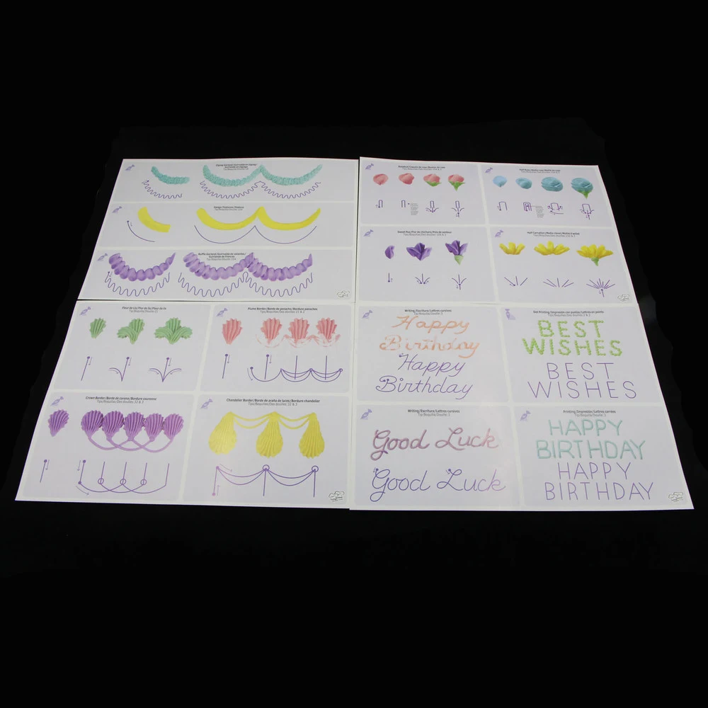 12pcs Fondant Icing Piping Practice Board Wilton Style Cake Pastry