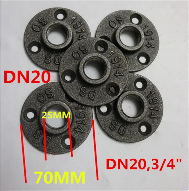 Mayitr 6 шт. 1/", 3/" Нитки BSP ковкого чугуна Соединительные части труб стену пол Винтаж 3 Отверстия Фланец кусок Аппаратные средства Инструменты