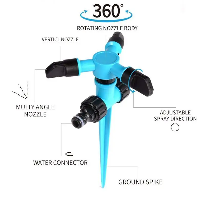 Garden Sprinkler, 360 Degree Rotating Lawn Sprinkler with Up To 3,000 Sq. Ft Coverage - Adjustable, Weighted Gardening Waterin