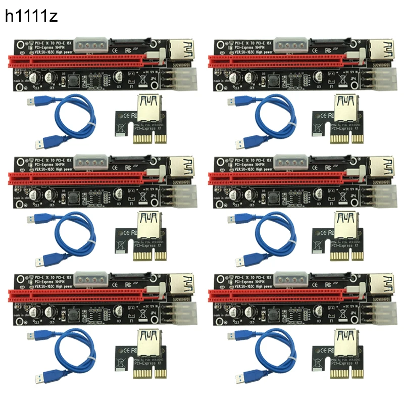6 шт. 3 в 1 4pin Molex PCI E Mining Card 6pin Riser SATA 60 см PCIE 1x to 16x Express для Antminer Bitcoin Miner|pci express riser card|riser