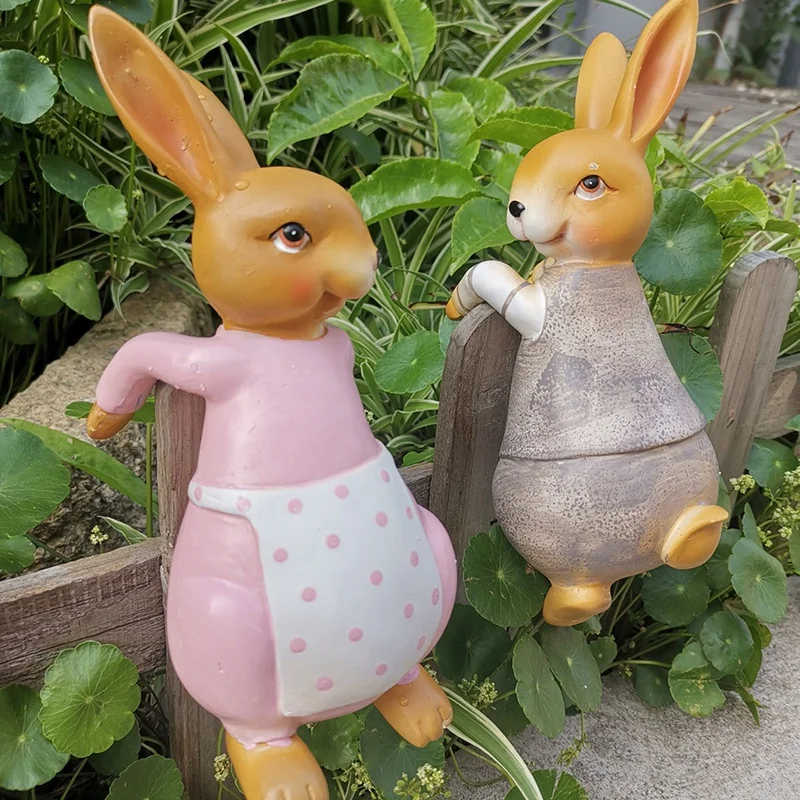  Creative Cute Climbing Rabbit Bonsai Decorative Ornament Hang Outdoor Garden Flowerpot Fence Decor 