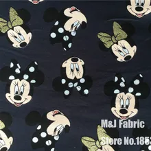50*170 см Мультфильм Блестящие лук Минни трикотажные Хлопчатобумажная ткань Для Пошива diy Лоскутное Родитель-ребенок Одежда, BABY girl одежда