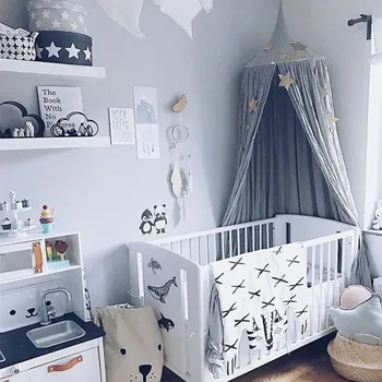 

Baby Crib Netting Princess Dome Bed Canopy Childrens Bedding Round Lace Mosquito Net For NewbornBaby Sleeping 14 Colors Decor