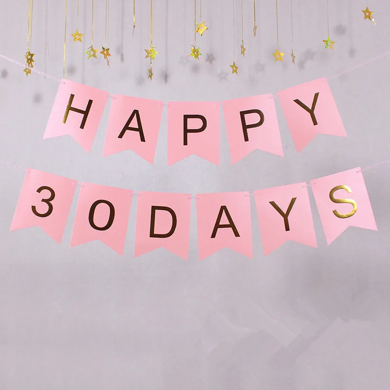 30/60/100 дней на день рождения розовый синий конфетти горячее тиснение оформление