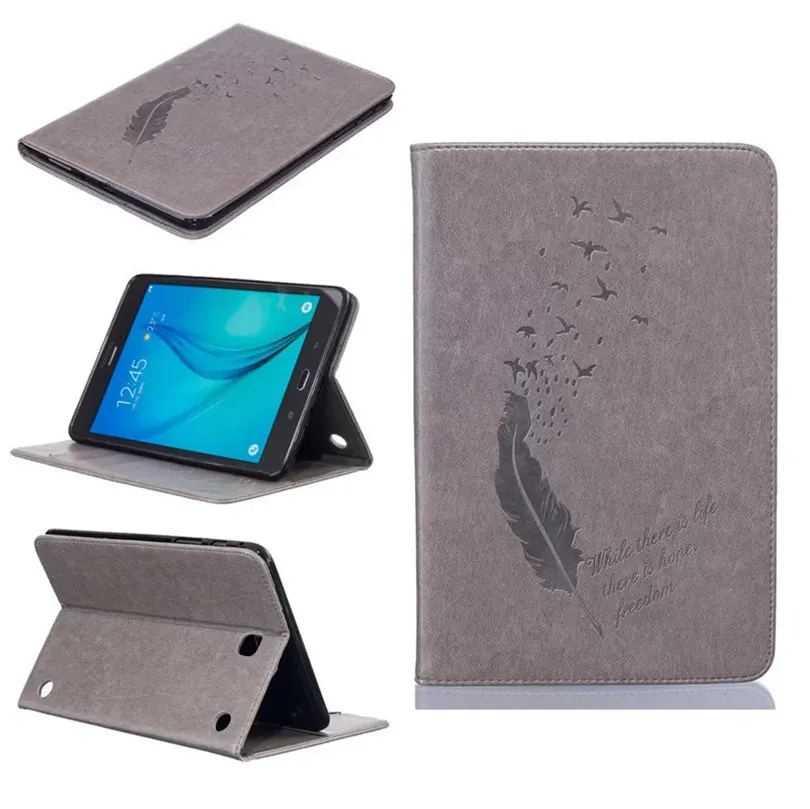 

For Samsung Galaxy Tab A 8.0 T350 T355 Colorful Designs Goose feather Stand PU Leather Card Slot Cover Wallet Case