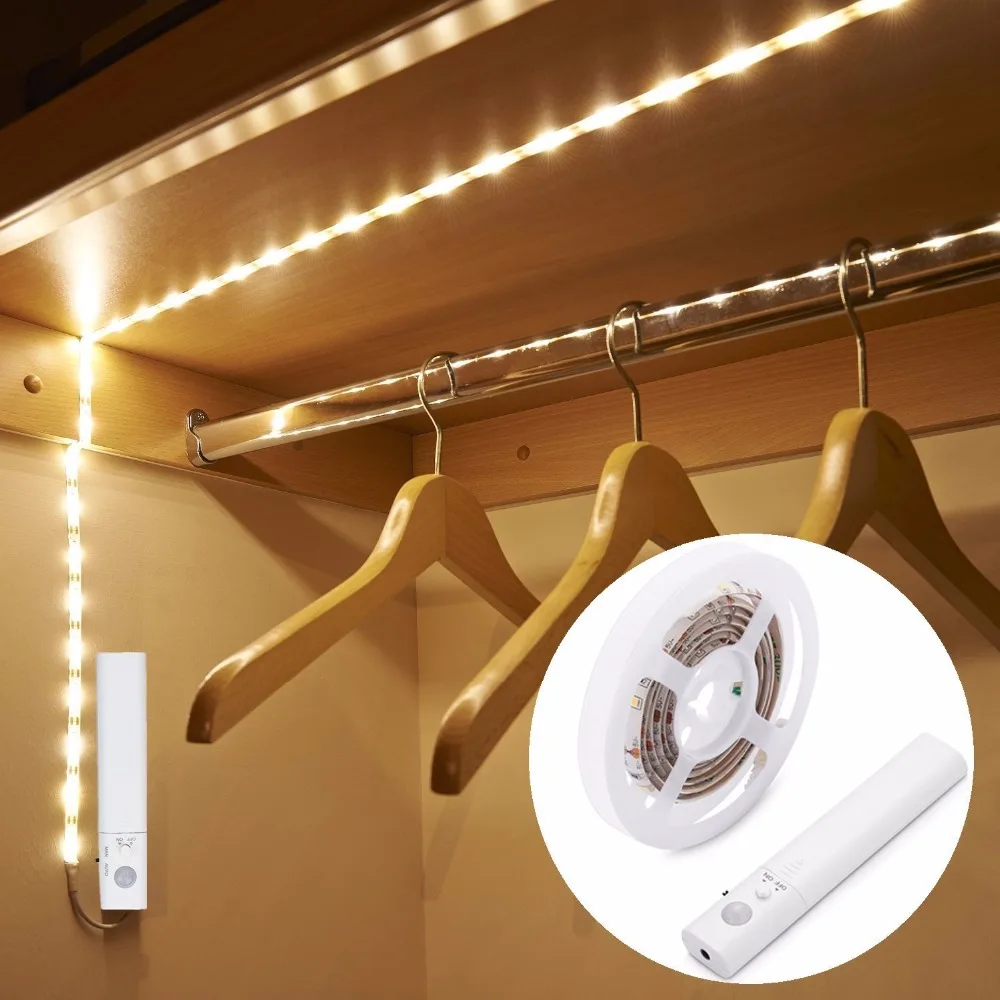 5V Motion Sensor LED Night Light Strip tape Under Bed lamp For