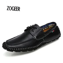 Bateau chaussures hommes véritable mocassin en cuir qualité parti de mariage chaussures hommes main couture loisirs chaussures de conduite mâle plus la taille EU38-47