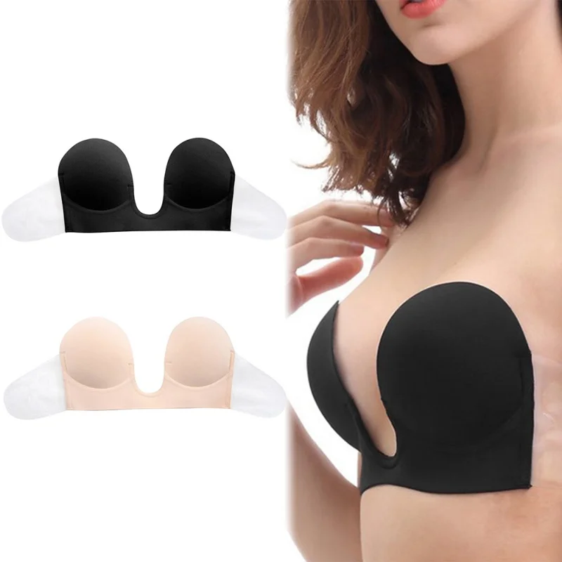 Невидимый Push-Up Bra Бюстгальтеры без бретелек торжественное платье свадебное вечернее Sticky самоклеящийся силиконовый бюстгальтер Plunge Bra