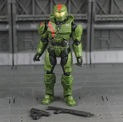 Halo Green Master Chief Spartan Warrior Halo Холтер главный полицейский Подвижная кукла Фигурка Opp сумка пакет - Цвет: Серый