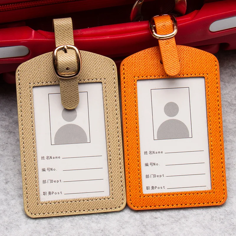 

Orange Striped Colorful belts fashion PU Leather Luggage Tags Baggage Name Tags Suitcase Address Label Holder Travel Accessories