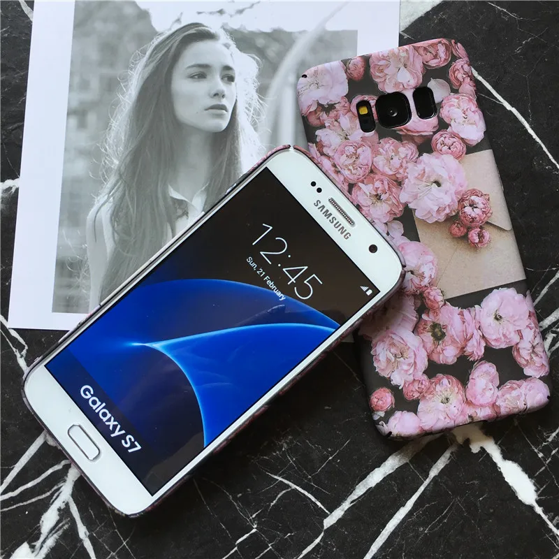 Для Samsung Galaxy S8/s8plus/S7 матовый чехол светящийся чехол с цветами для Galaxy S8 Plus жесткий чехол-накладка из ПК для телефона, полный край защиты