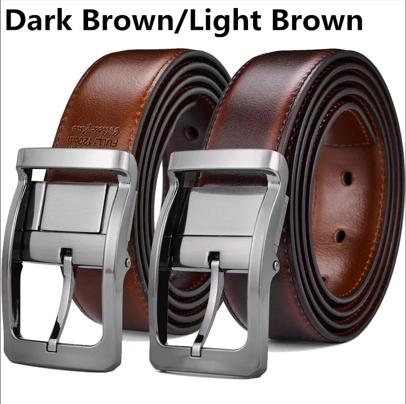 Men's Genuine Leather Dress Belt, Reversible Belt for Men Two In One 3