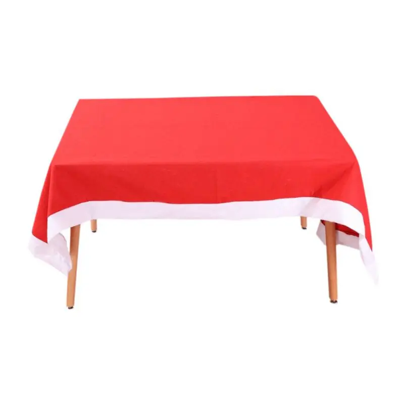 New Year Tablecloth Decoration Solid Color Long Red Christmas Tablecloth Christmas Supplies Cloth