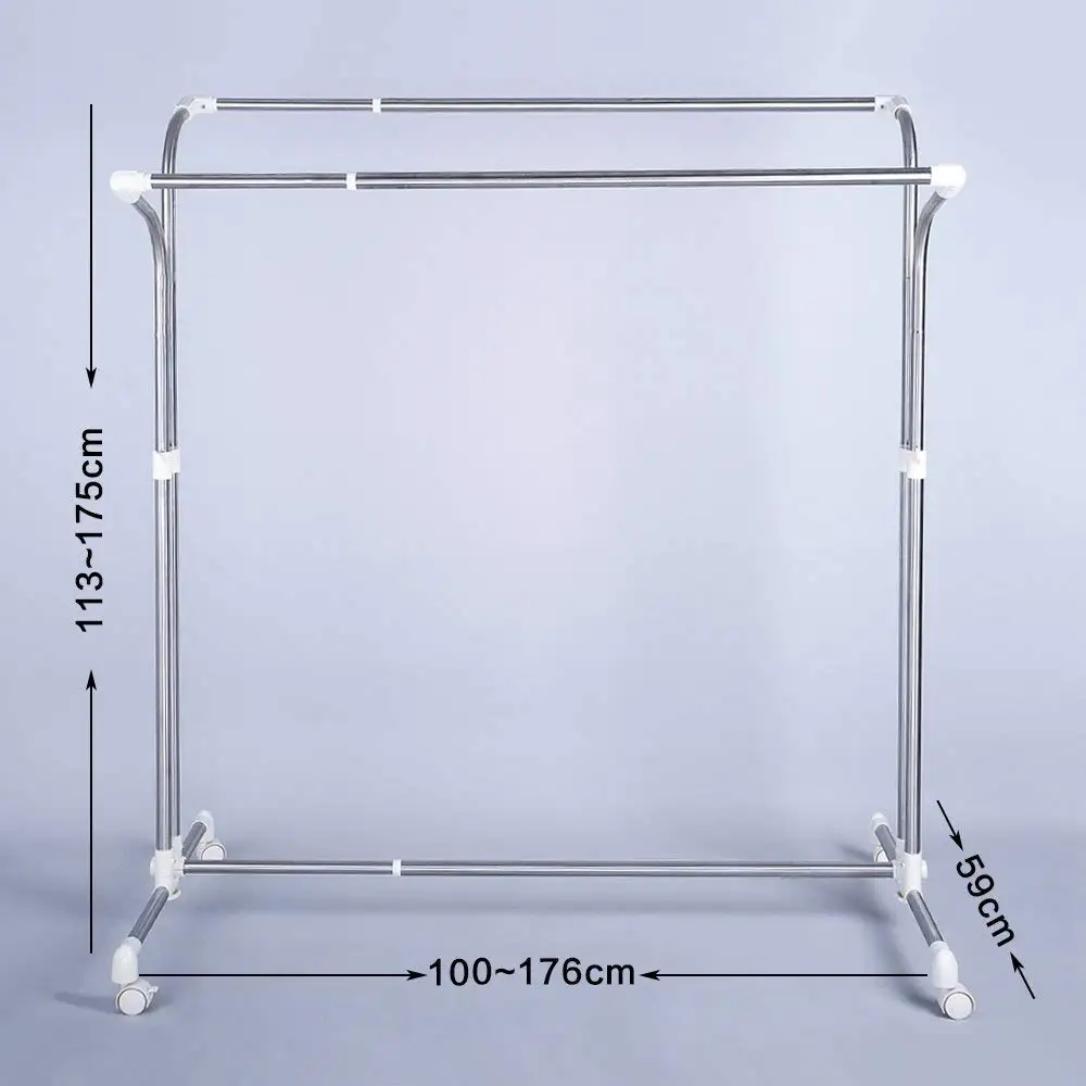 Сверхмощный двойной рельс Регулируемая телескопическая прокатная сушилка для одежды вешалка для одежды DQ0033B