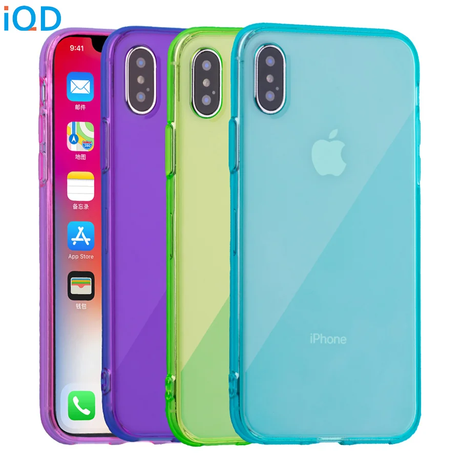 IQD Цвет ТПУ чехол для iPhone X 8 7 6 6s Plus Бампер Мягкий Прозрачный чехол для Apple IPhone X 6 6s 7 8 Plus против царапин