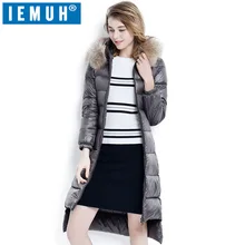 IEMUH, зимняя куртка-пуховик на белом утином пуху, теплое пальто для женщин,, Лидирующий бренд, женский ультра-светильник, 640 наполнение, длинные женские куртки, пальто