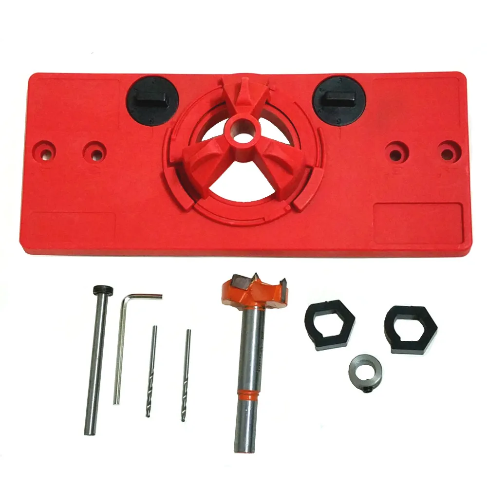 

1Set 35MM Cup Style Hinge Jig Boring Hole Drill Guide + Forstner Bit Wood Cutter Carpenter Woodworking Tools