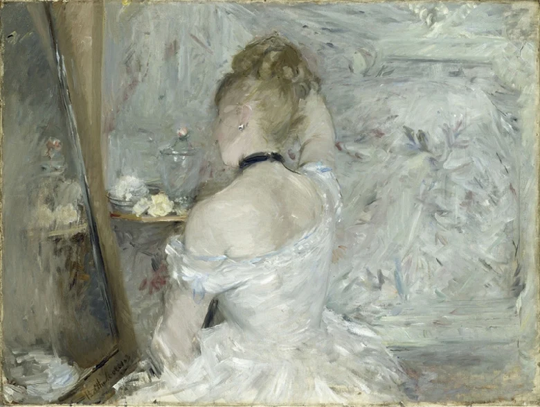 

Reproduction artwork by Canvas prints famous oil painting of Berthe Morisot dressing Woman quality home decor art free shipping