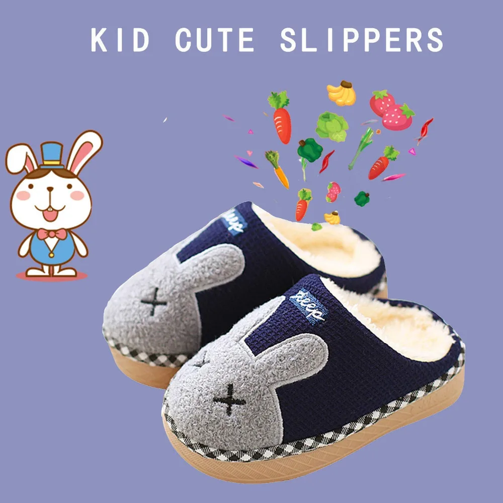 Koop JACKSHIBO Winter Kinderen Slippers Kind Winter Thuis Slippers Cartoon Bunny Slipper voor Meisjes Jongens Warming Indoor Schoenen Unisex