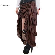 Kimring винтажная Женская коричневая юбка в стиле стимпанк викторианские юбки с завышенной талией с Готический пикантный корсет Стиль костюм на Хэллоуин юбка