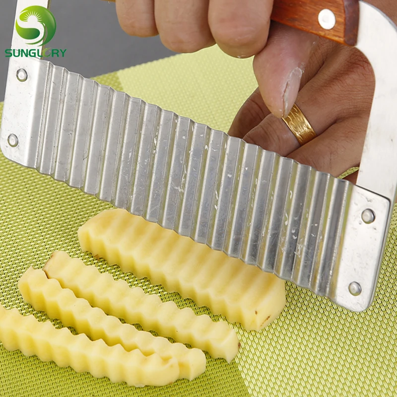 Stainless Steel Potato Slicer Vegetable Fruit Cutter Potato Chips Wavy Edged Cutter Knife Cooking Tools Kitchen Gadget