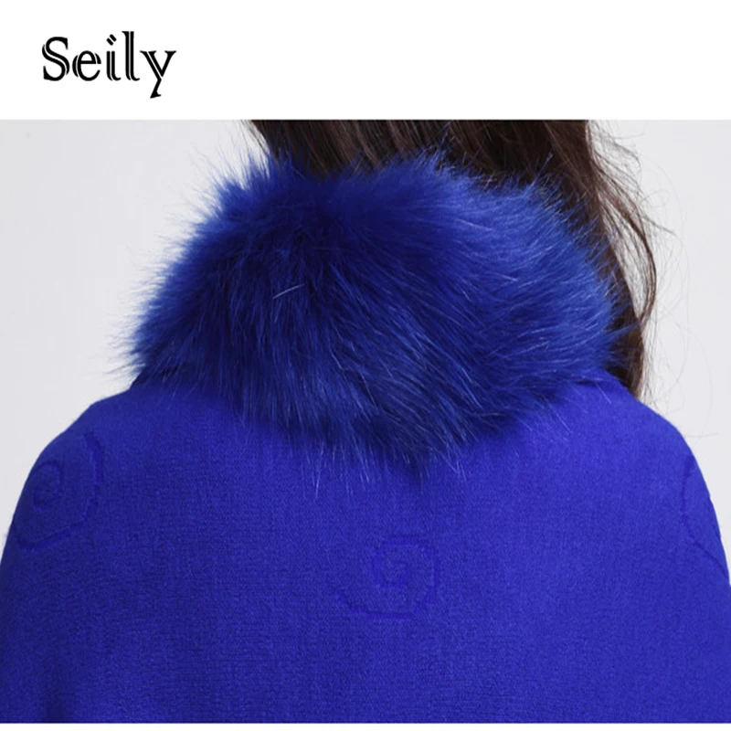 2014 Women Blue Mink Fur Coat Fashion Poncho Winter Coat  With Rabbit Fox Shawl Fur Natural Mink Faux Fur Cape Free Shipping