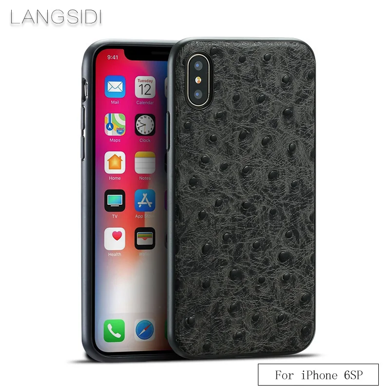 wangcangli brand phone case ostrich grain full-wrapped For iphone 6S Plus full handmade custom processing |
