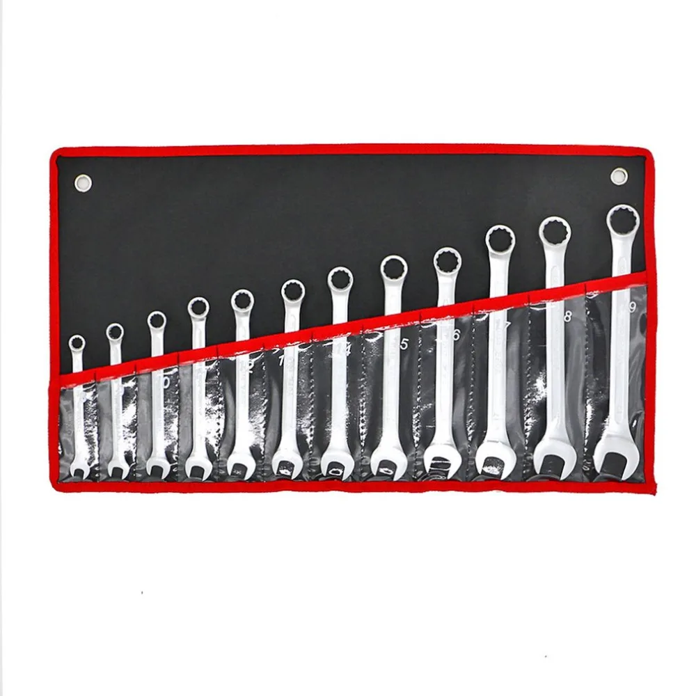 

12pcs Steel Metric Spanner Wrench Ratchet 8-19mm Open End Professional Ratcheting Wrench Auto Car Repair Tool Set