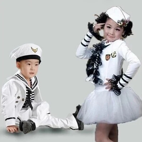 

Kids Girl or Boy or Baby Navy Sailor Marine Stripe Costume Party Hat +Tops + Pant