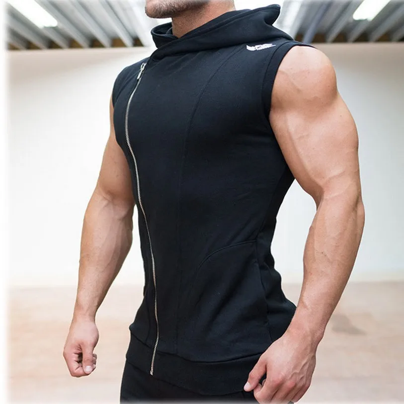 Mens Gym Shark Hoodies Sleeveless Hooded Bodybuilding Fitness Vest Hoodie Sweatshirts Gym Tops Masculina Hombre Muscle Sportwear (13)