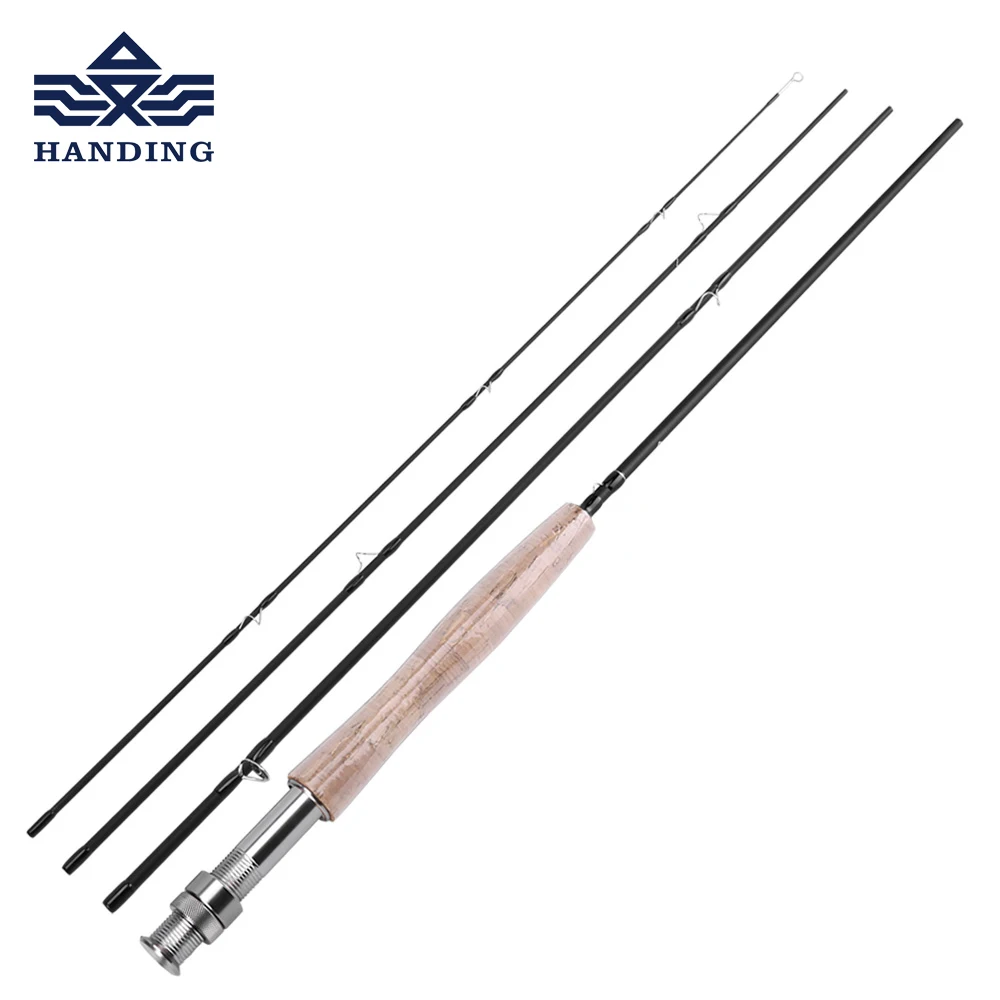 

Handing Carbon Fly Fishing Rod 7FT 2.1M 4 Sections Fishing Rod Line wt 5/6 7/8 Soft Cork Handle Fishing Rod fishing pole