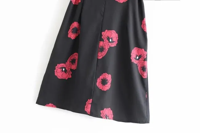 Женское винтажное пляжное платье с v-образным вырезом, на шнуровке, с цветочным принтом, женское платье-миди, уличная одежда на пуговицах, летнее платье, cwd0385-5