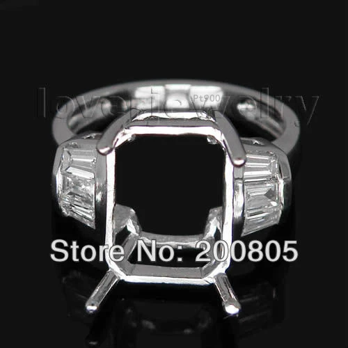 

Nice Vintage Emerald Cut 9x12mm PT900 Diamond Semi-mount Engagement Ring WU043