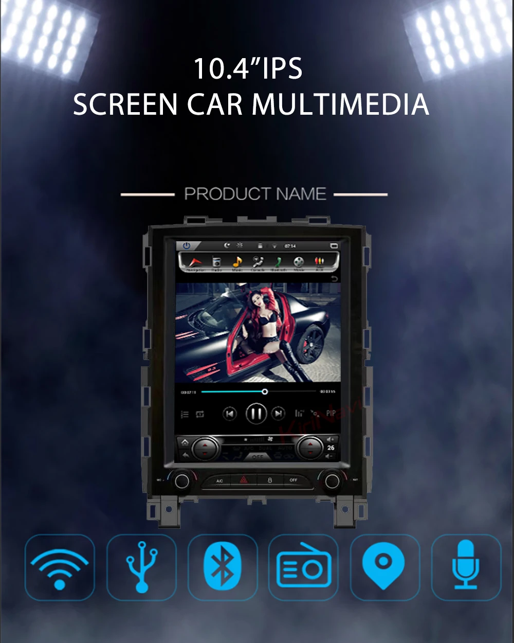 Excellent KiriNavi Telsa Style Vertical Screen 10.4‘’ 2 din android 7.1  automotivo head unit For Renaul KOLEOS / Megane 4 2016+ car radio 0