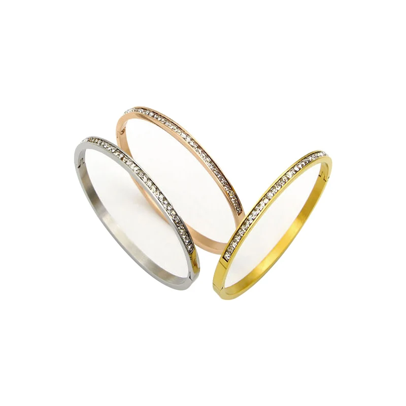 

Super flash small square crystal titanium straight button bracelet fashion OL Ms. wild bracelet factory price wholesale