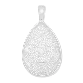 

20pcs Shiny Silver Plated Pendant Trays, Blank Pendant Bases, 22X41mm Pendant Settings for Glass or Stickers - C3605