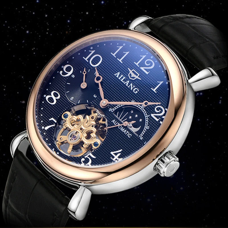 Топ бренд класса люкс AILANG Скелет Tourbillon часы Мужские автоматические механические